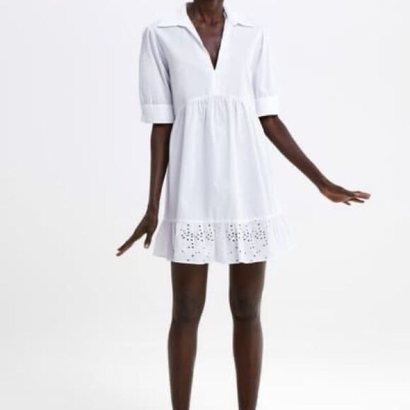 ZARA EMBROIDERED RUFFLED DRESS - Picture 2 of 6